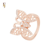 Great Butterfly white CZs Rose Gold Fashion Rings