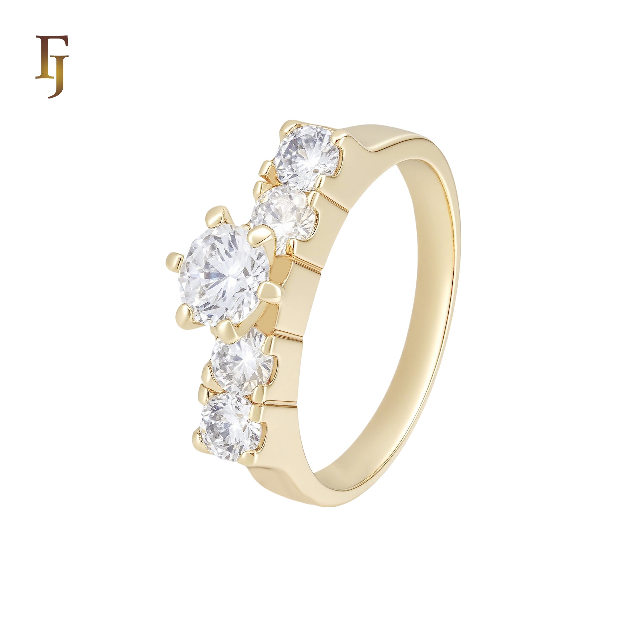 Five 7.3mmwhite CZs 14K Gold Engagement Rings