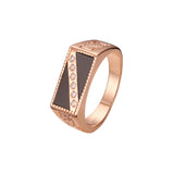 Conjunto de joyas de oro rosa con circonita cúbica blanca de corte redondo y gran solitario con anillos