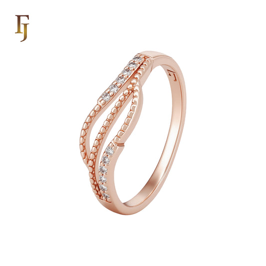 Triple beads rows elegant Rose Gold Fashion RIngs