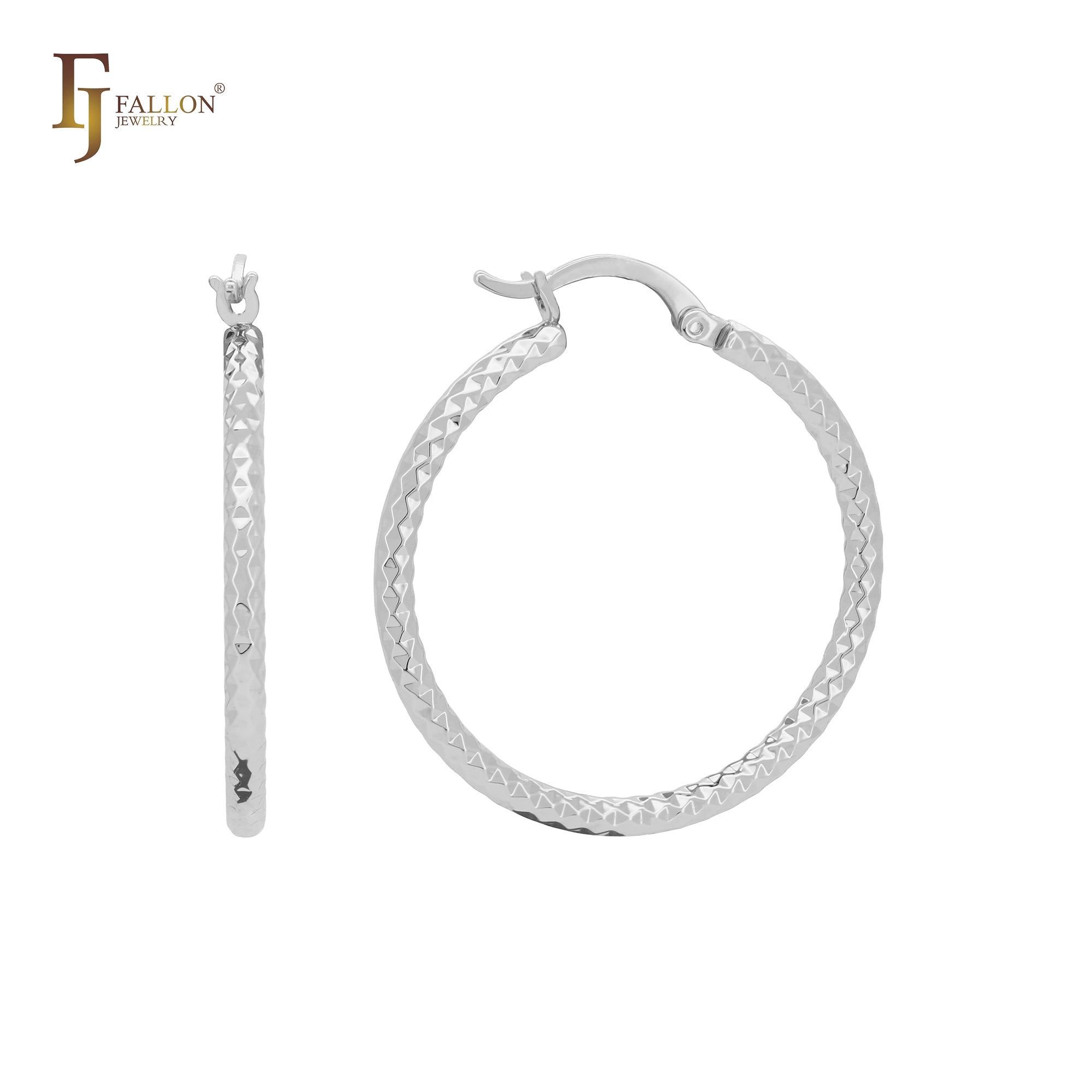 Elegantes aretes de aro minimalistas de oro rosa y oro de 14 quilates con textura de rombo compacto