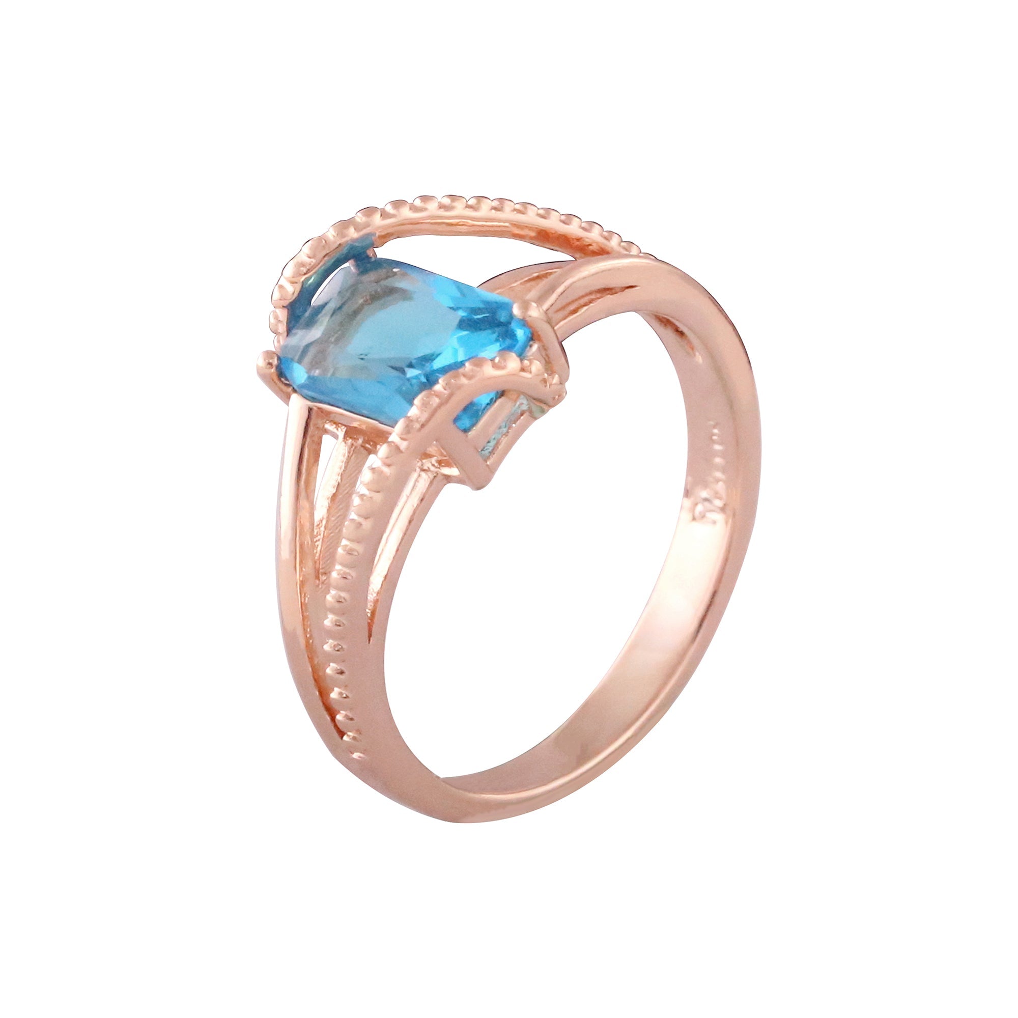 Anillos solitarios de oro rosa con circonitas coloridas