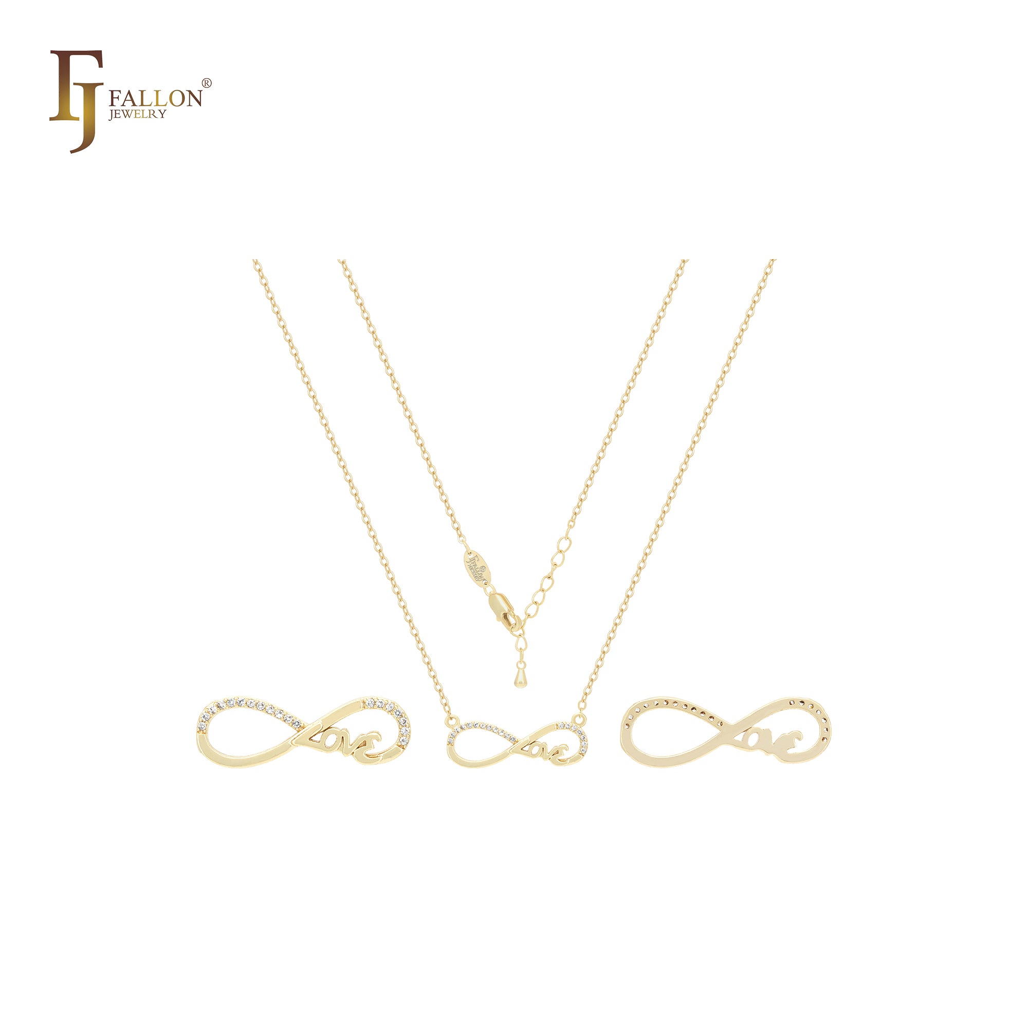 Collar de oro de 14 quilates con circonitas blancas y un infinito de amor.