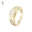 Solitaire embedded white CZs 14K Gold Fashion Rings