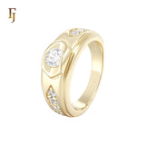 Solitaire embedded white CZs 14K Gold Fashion Rings