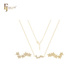 Collar de oro de 14 quilates con cinco estrellas y circonitas blancas