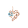 Colgante Solitario corazón en Oro Rosa bicolor, baño de Oro 14K colores