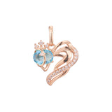 Colgante Solitario corazón en Oro Rosa bicolor, baño de Oro 14K colores