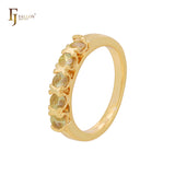 Five white CZs 14K Gold, White Gold or Silver plated Wedding Band Rings