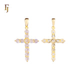 Minimalist Latin Cross Pendant – Gold-Plated Religious Necklace with Sparkling Round CZ Stones