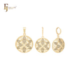 Conjunto de joyas de oro de 14 quilates con colgante y circonitas blancas en forma de estrella y círculo hexagonal