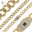 Ultra Kupfer breite ausgefallene kubanische Link weiße CZs Cluster luxuriöse 14K Gold Armbänder Kette