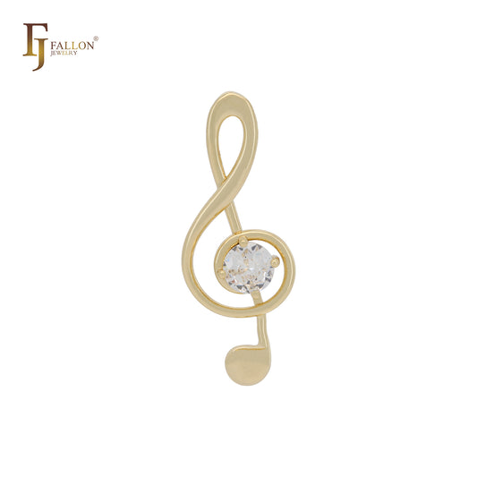 Подвеска-солитер Music tone из белого фианита 14 карат с золотом