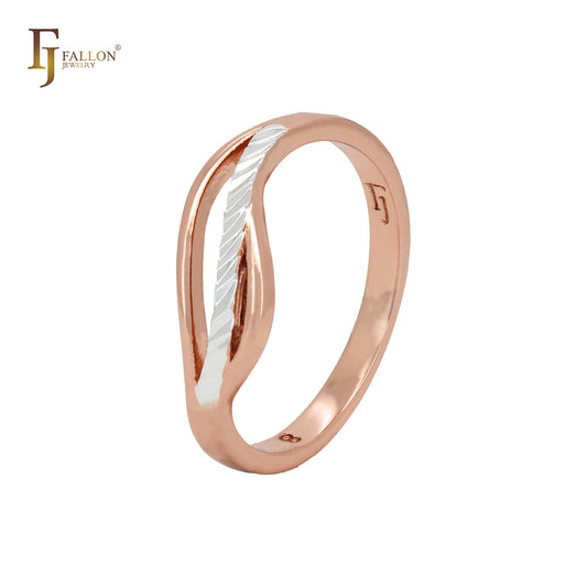 Anillos de moda bicolor en oro rosa con lazos retorcidos