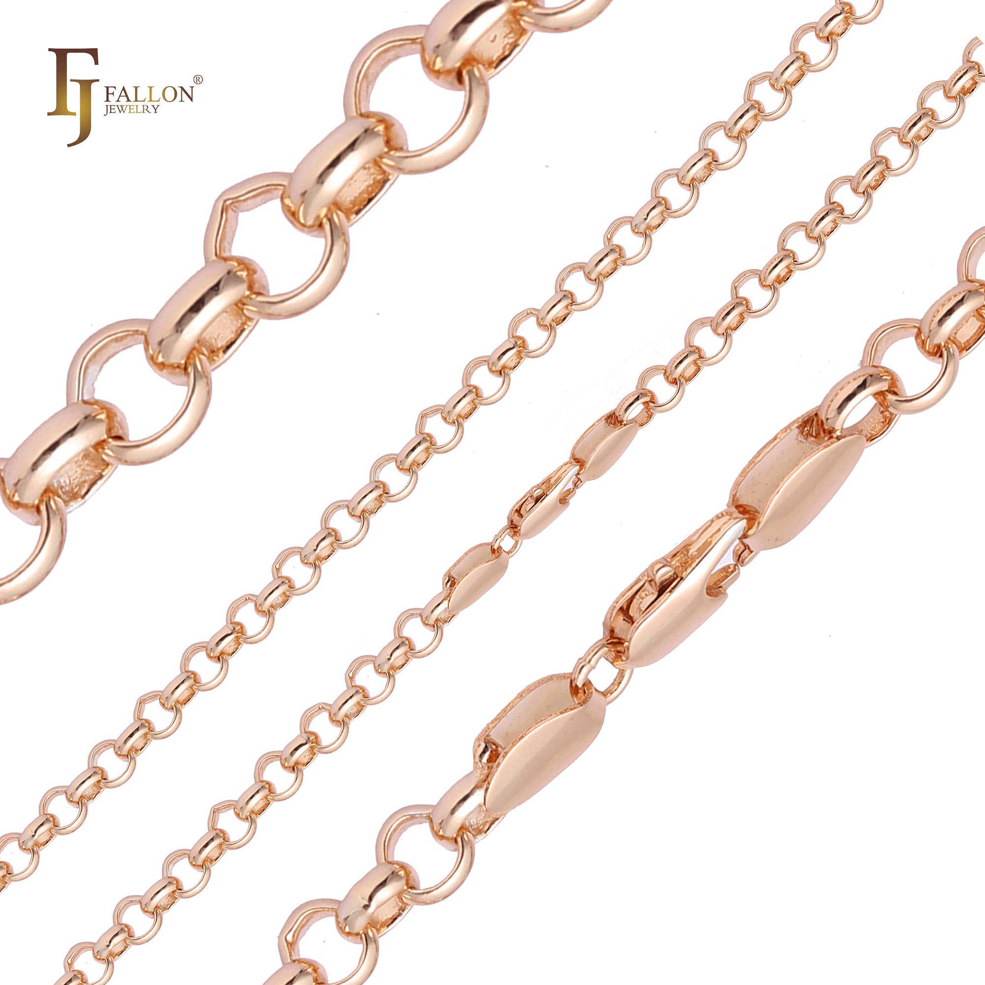 Классические цепочки Rolo Belcher с покрытием из Жёлтое золото 585 пробы, 18-каратного золота, Красное золото 585 пробы, белого золота