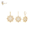 Conjunto de joyas de oro de 14 quilates con filigrana de copo de nieve de doble capa octogonal con colgante
