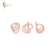 Elegante conjunto de joyas de oro rosa con anillos y ondas giratorias con circonitas blancas
