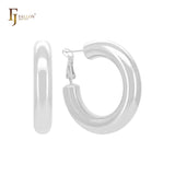 Aros de oro de 14 quilates, oro rosa y oro blanco de 7,2 mm de ancho con forma de tubo redondo brillante