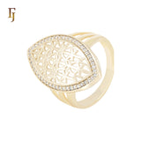 Marquise filigree snowflake shaped 14K Gold, Rose Gold Fashion Rings