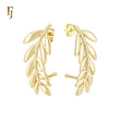 Branch of leaves cluster 14K Gold, Rose Gold Cuff Stud Earrings