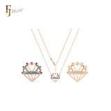 Collar de oro rosa de 14 quilates con símbolo de corazón y diamantes de circonitas cúbicas de colores.