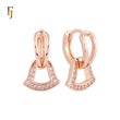 Little Bell of white Czs Rose Gold Huggie Earrings