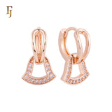 Little Bell of white Czs Rose Gold Huggie Earrings