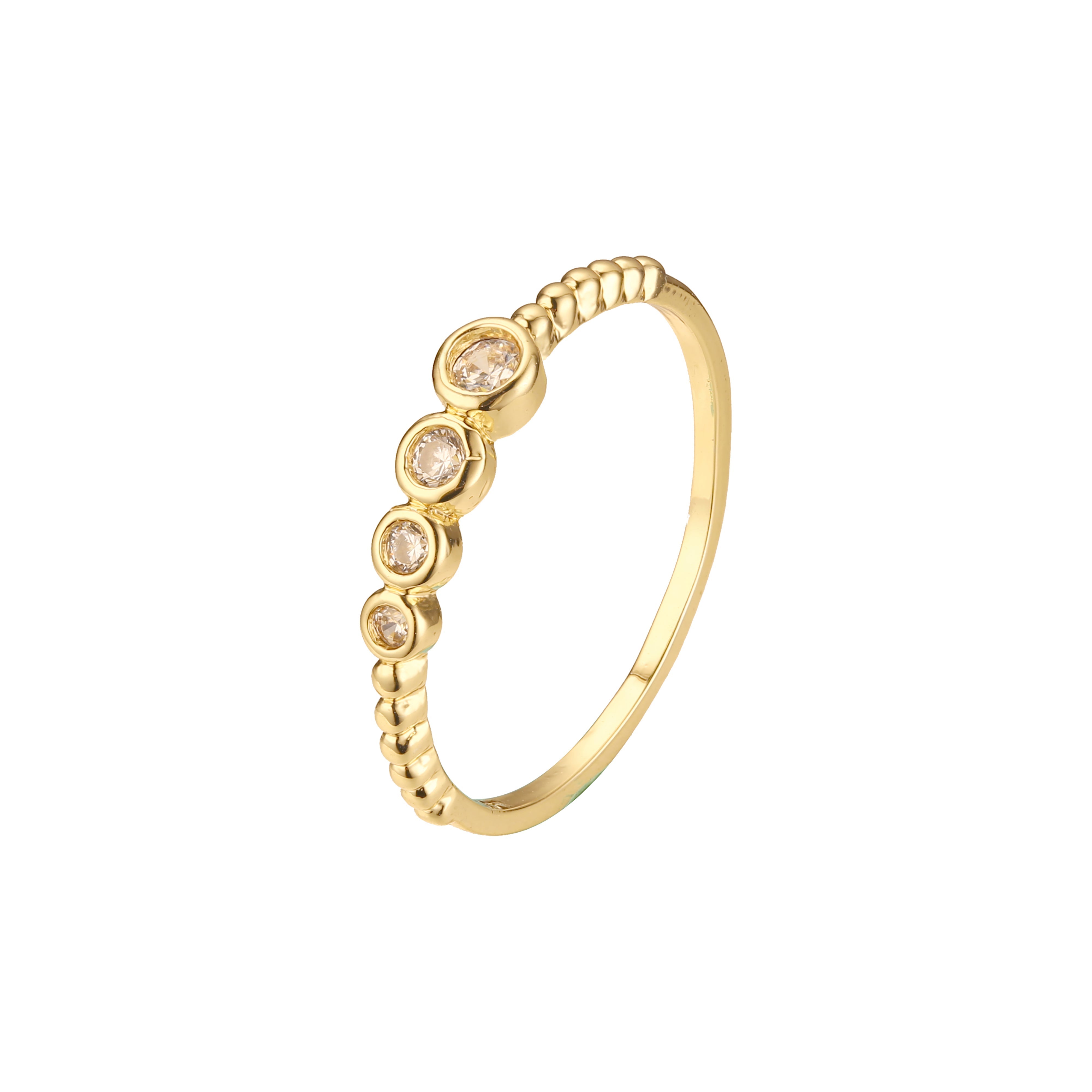 Anillos de cuatro piedras en Oro de 14K, colores baño de Oro Rosa