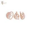Conjunto de joyas de oro rosa de dos tonos con anillos y ondas onduladas de lujo con circonitas blancas en racimo.
