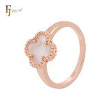 Minimalism Elegant Black or white Clover design Rose Gold  Fashion Rings
