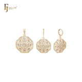 Conjunto de joyas de oro de 14 quilates con colgante y circonitas blancas tipo copo de nieve octagonales de Kleidoscope