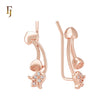 Spaade flower rose white Czs Rose Gold Crawler Earrings Ear Climber
