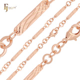 Cadenas elegantes de oro rosa con eslabones de barra estilo Fígaro