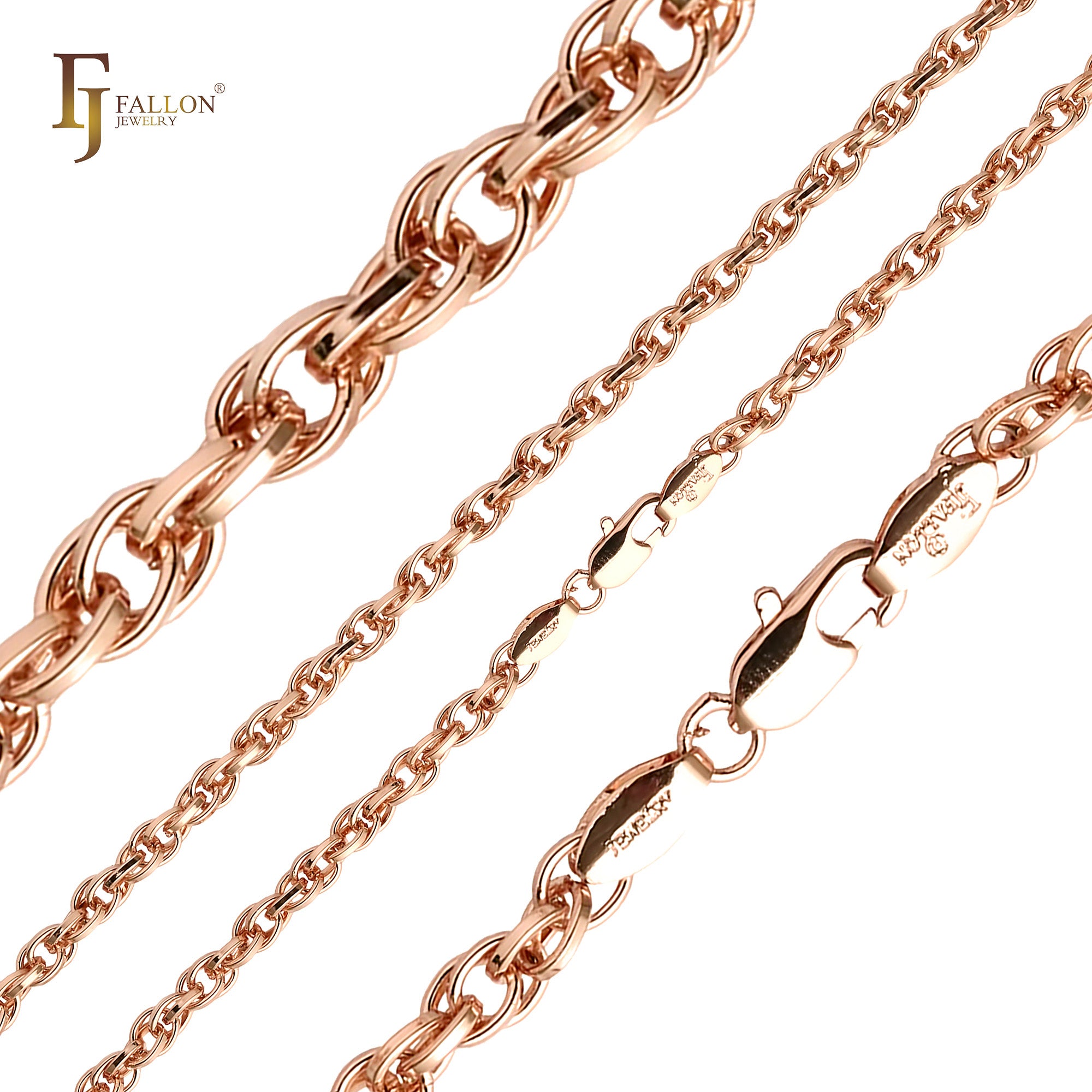 Цепочки Cable Rolo Rope с покрытием из белого золота, золота 14 карат, розового золота