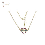 Collar de oro de 14 quilates con candado de corazón y alas