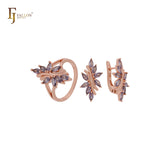 Cluster lila Marquise CZs Roségold Schmuckset mit Ringen