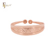 Brazalete de oro rosa 585 con cuentas ajustables y filigrana abierta