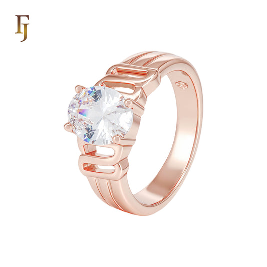 Solitaire Oval white CZ Rose Gold Fashion Rings