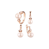 Juego de joyas con perla salpicada de piedra enchapada en Oro 14K, oro rosa