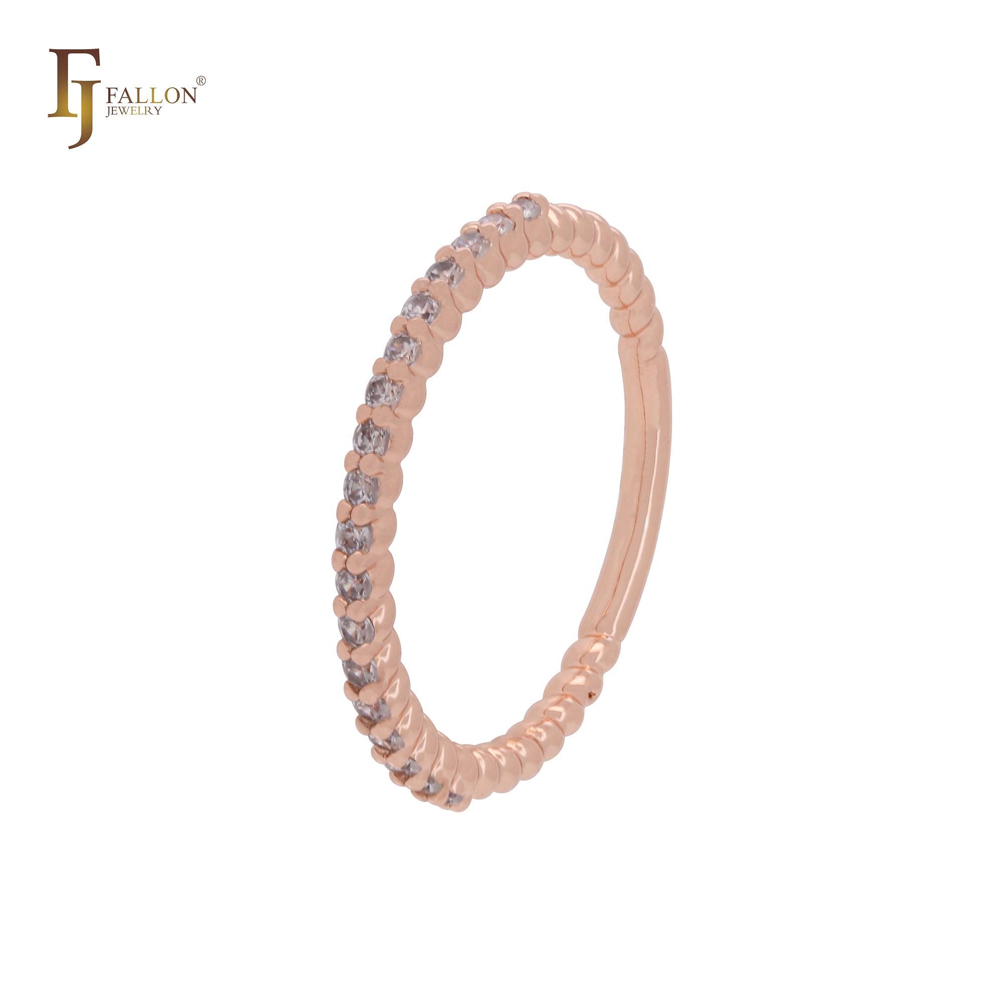 Anillo de boda de eternidad en oro rosa con 1000 circonitas blancas