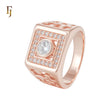 White Halo CZs Signet Hollow Rose Gold Men's Rings