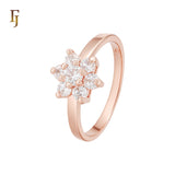 Cluster white CZs Flower Rose Gold Fashion Rings
