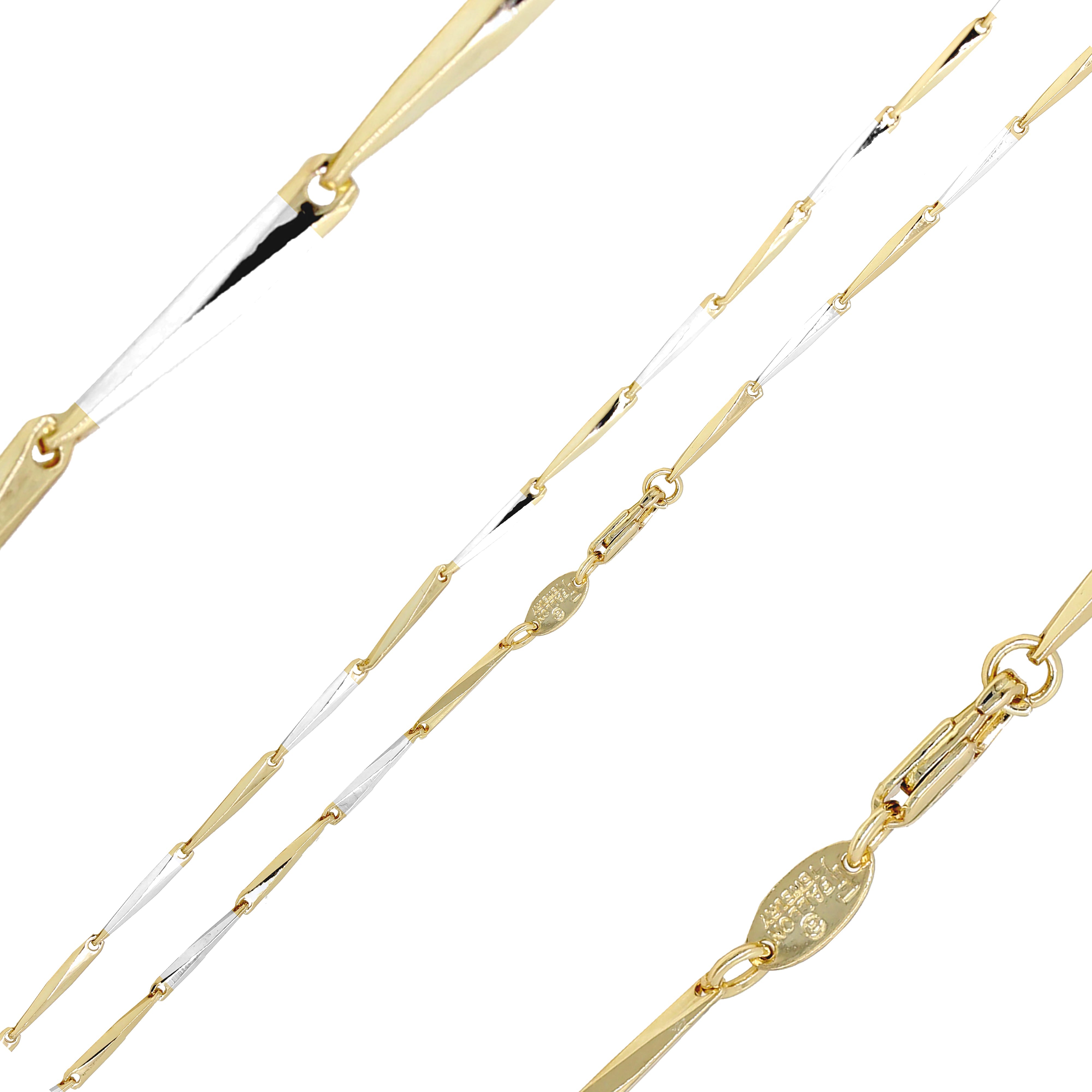 Элегантные двухцветные классические цепочки с необычными звеньями из розового золота