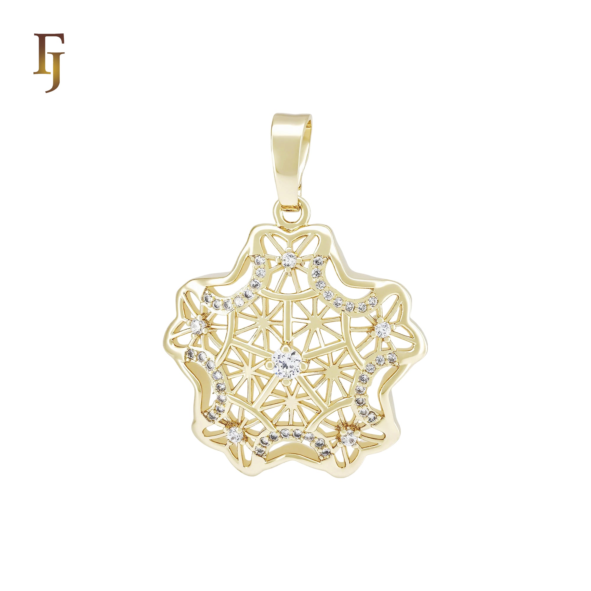 Pentagon Snowflake filigree 14K Gold Pendant