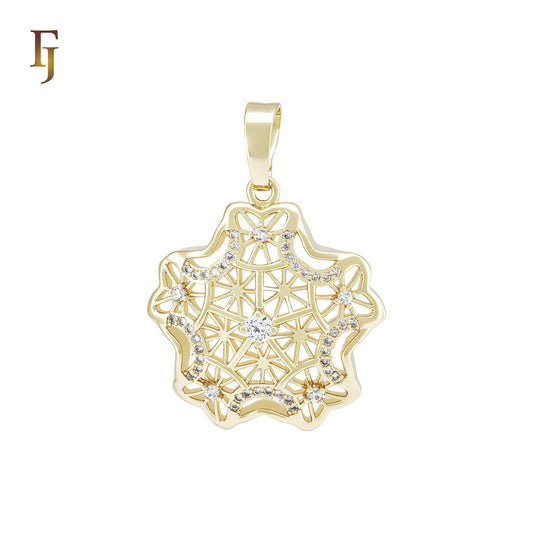 Pentagon Snowflake filigree 14K Gold Pendant
