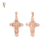 Sacred Russian Orthodox Religious Rose Gold Crucifix Cross Pendant