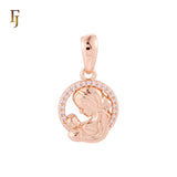 Halo rounded circle white CZs Mother Mom and Son Kid Mother's Day Pendant