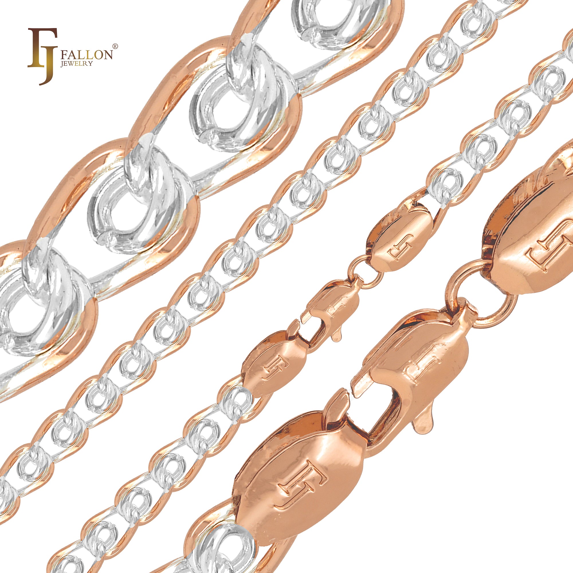 .Плетение цепочек Love с покрытием из розового золота.