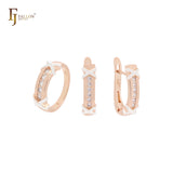 Conjunto de joyas de dos tonos en oro rosa con anillos y lazos cruzados con circonitas blancas