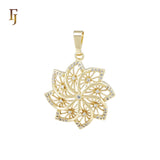 Snowflake filigree flower 14K Gold Pendant
